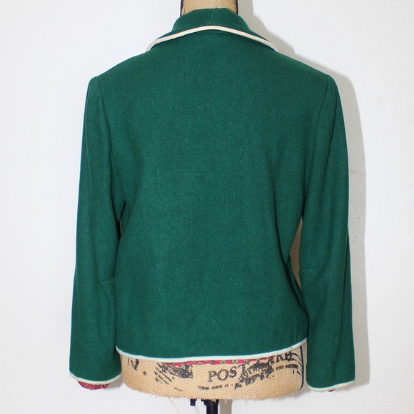 Vintage 50s Petti Glen Green Wool Lined Embroidered Button Blazer Women’s XS/S - Picture 2 of 16